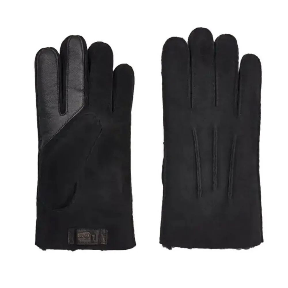 UGG Contrast Sheepskin Men's Black Suede Gloves